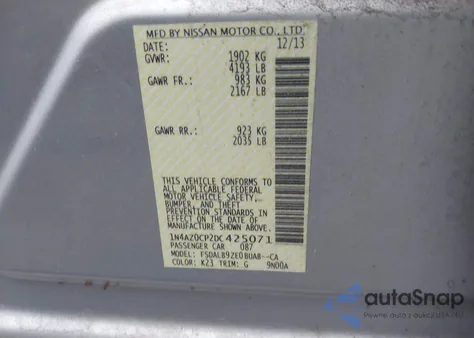 2013 Nissan Leaf S z USA, uszkodzony, nr VIN 1N4AZ0CP2DC425071